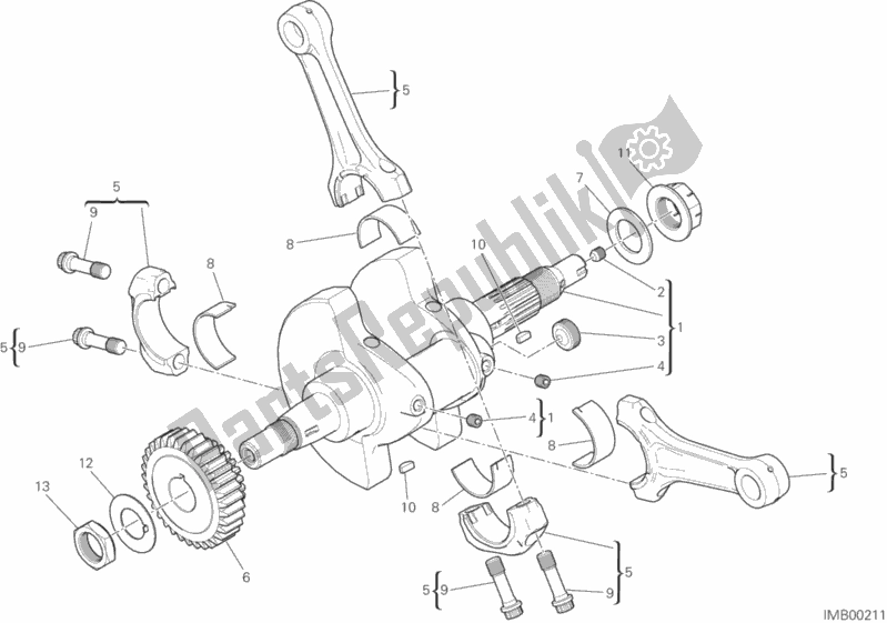 All parts for the Connecting Rods of the Ducati Monster 821 Dark USA 2015